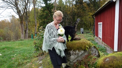 This and the following photos show Anne-Lise's original shawls (photos used with designers permission).