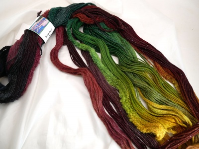 Opened up to show the five mini skeins that make up this colorway.