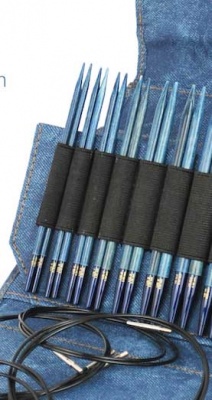 The indigo needles (shown in a denim blue case)
