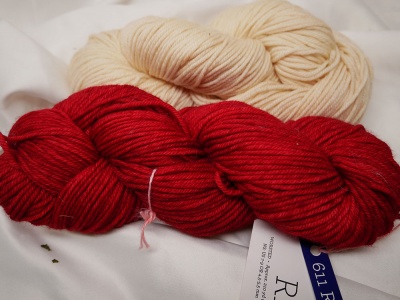 Our kit: one skein each of Ravelry Red + Pulp