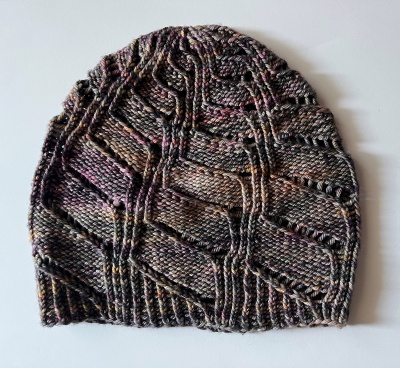 This and the following photos show the Step Hat as it was originally knit.